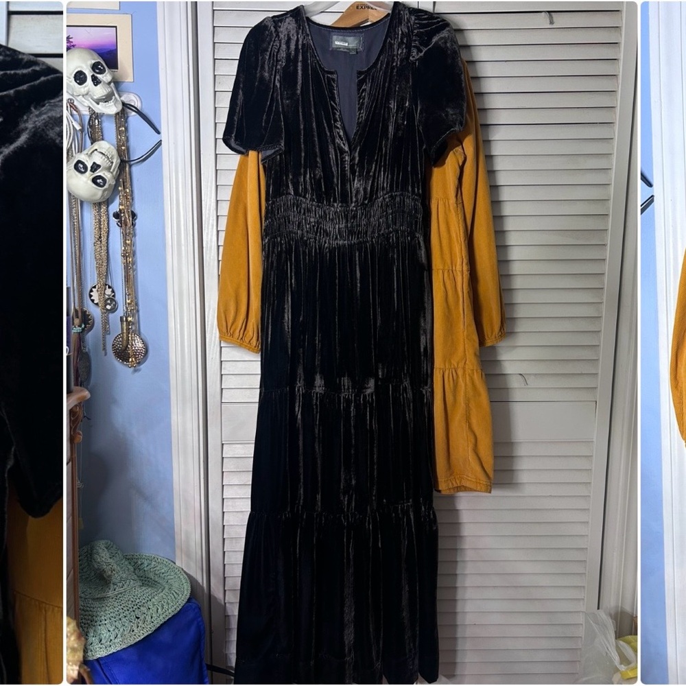 Somerset Black Velvet Dress by Anthropologie Sz Large